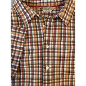 Men's Old Navy Short Sleeve Button-Up Size XXL‎ Plaid Shirt, Orange,brown,red